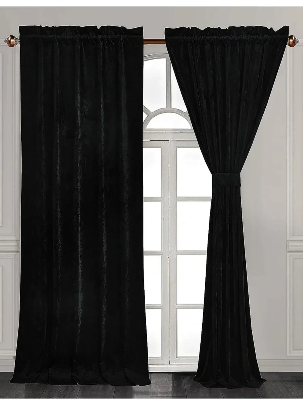 Black Velvet Curtain Panel set 100x96in